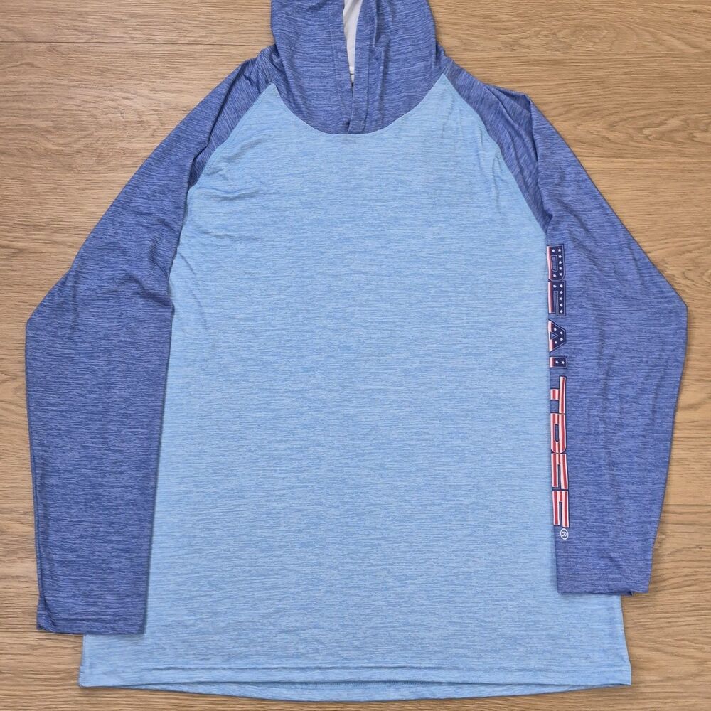 Realtree Mens Blue Catonic Long Sleeve Performance Fishing Hoodie XL Stretch